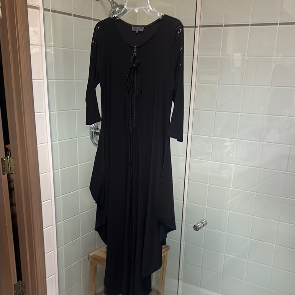 Alia Asymmetrical Black Jumpsuit with 3/4 Sleeve Details